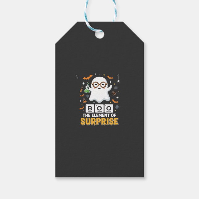 Étiquettes-cadeau Élément de surprise de fantôme de design Halloween (Devant)