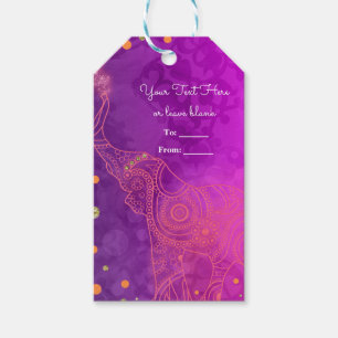 Étiquettes-cadeau Élément Violet Rose Orange Et Or Faveur Personnali