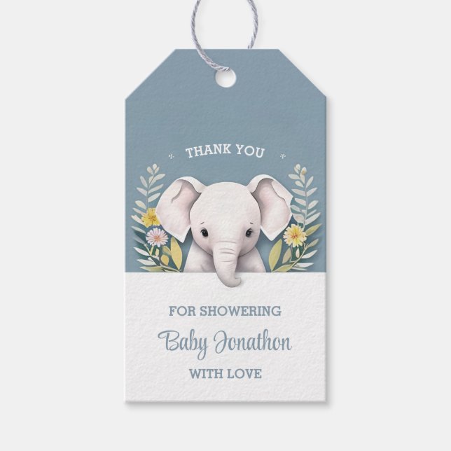 Étiquettes-cadeau Eléphant bébé doux (Devant)
