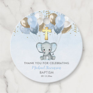 Étiquettes Cadeau Elephant Boy Balloons Baptism Merci Tags cadeaux