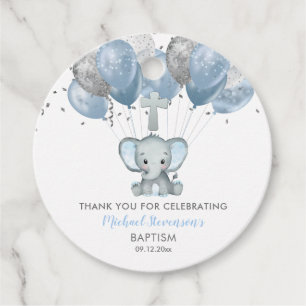 Étiquettes Cadeau Elephant Boy Balloons Baptism Merci Tags cadeaux