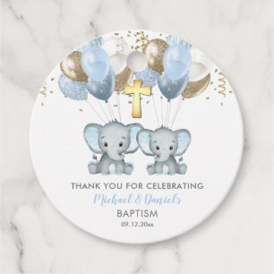 Étiquettes Cadeau Elephant Boy Balloons Baptism Merci Tags cadeaux
