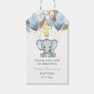 Étiquettes-cadeau Elephant Boy Balloons Baptism Merci Tags cadeaux