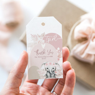 Étiquettes-cadeau Elephant c'est une fille Boho Floral Baby shower r