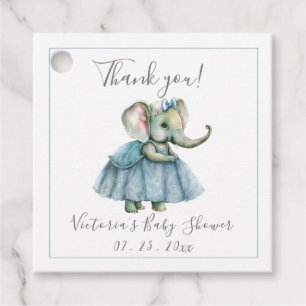 Étiquettes Cadeau Elephant Girl in Dress Baby shower Favoriser Tags