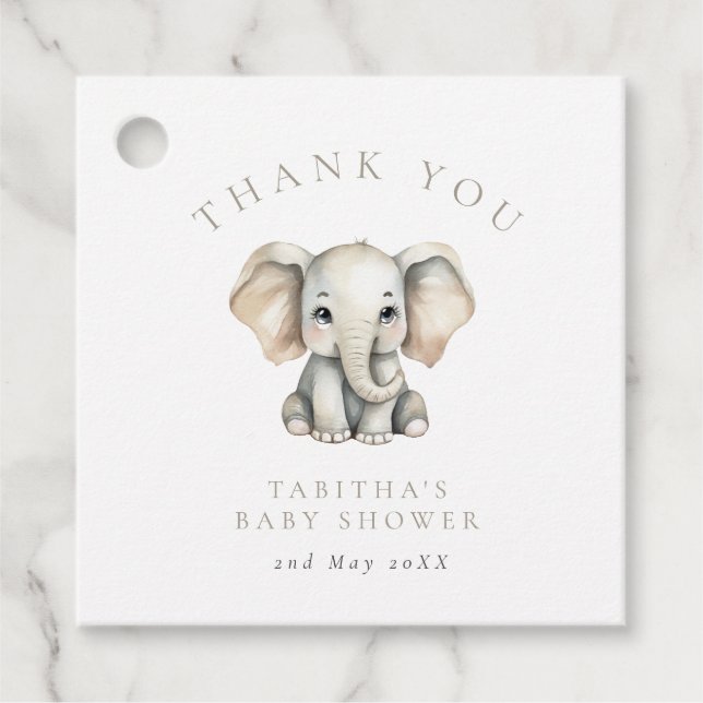 Étiquettes Cadeau Elephant Little Peanut Baby Shower Thank You (Devant)