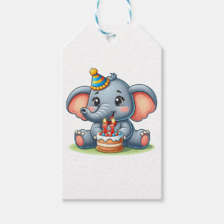 Étiquettes-cadeau Éléphant Mignon 11ème Anniversaire