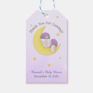 Étiquettes-cadeau Eléphant mignon violet Baby shower Merci