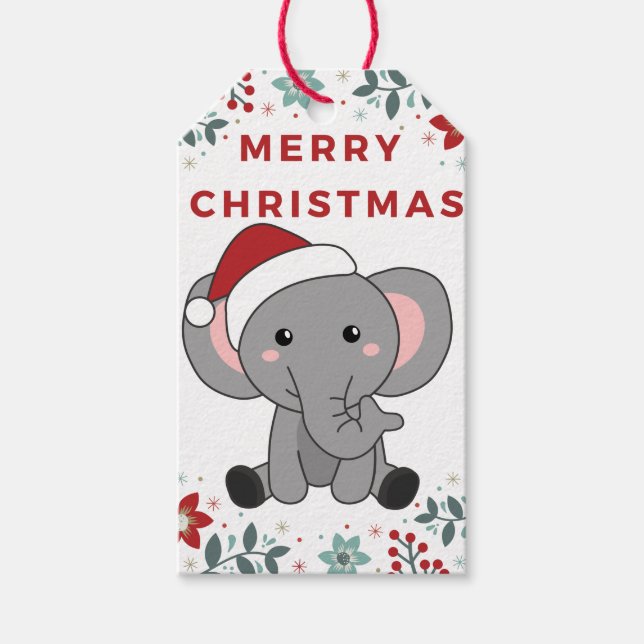 Étiquettes-cadeau Eléphant Noël Neige Hiver Animaux Eléphants G (Devant)