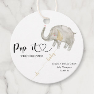 Étiquettes Cadeau Elephant Pop it quand elle pop baby shower
