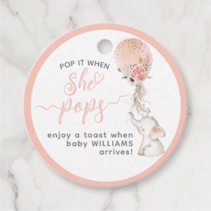 Étiquettes Cadeau Eléphant simple et Baby shower à ballon qu'elle cô