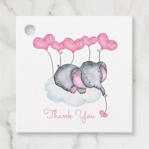 Étiquettes Cadeau Eléphant sur Cloud Cute Girl Baby shower