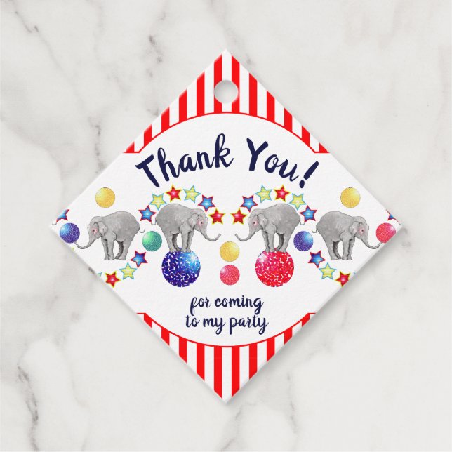 Étiquettes Cadeau Eléphants de cirque mignons (Devant)