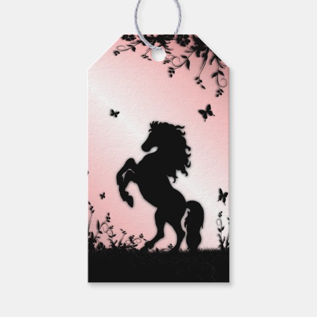 Étiquettes-cadeau Élevage noir stallion rose (Devant)