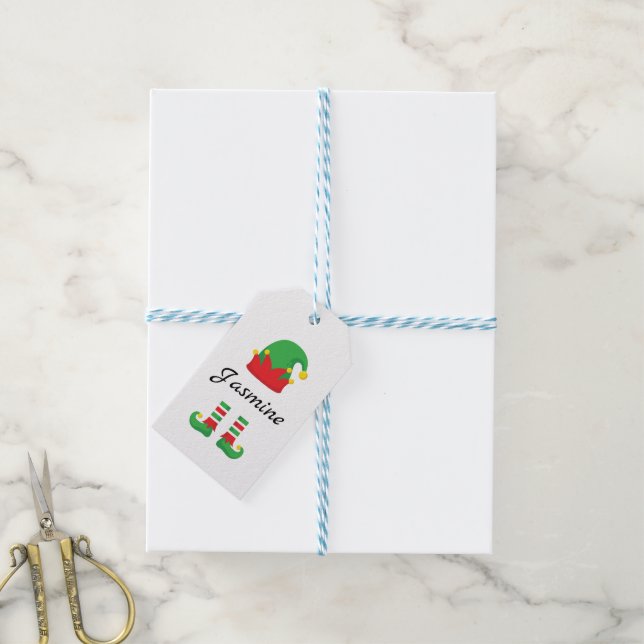 Étiquettes-cadeau Elf Body Kids Nom Noël (Avec de laficelle)