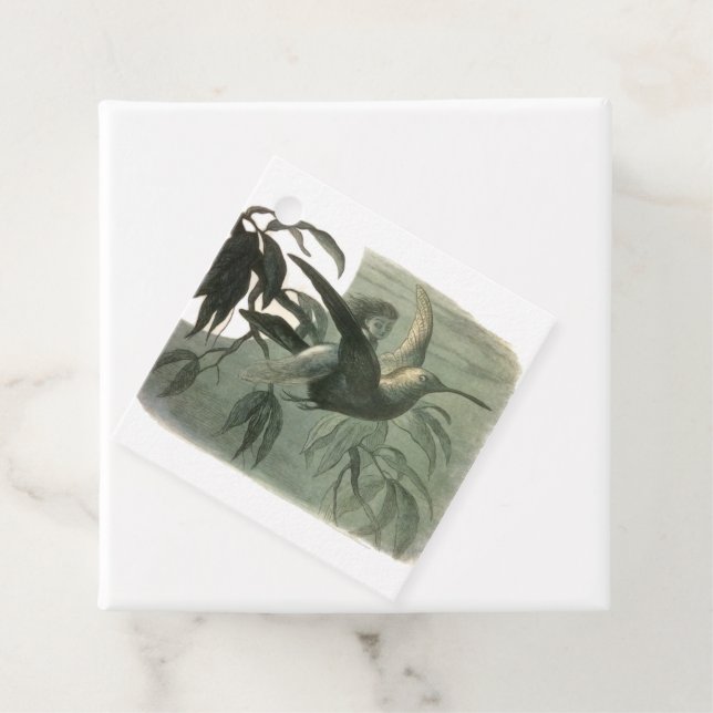 Étiquettes Cadeau Elf Fairies Elves Lune Scène nocturne Oiseau Volan (En situation)