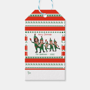 Étiquettes-cadeau Elf votre famille de cinq Funny Red & Green Holida