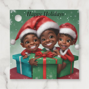 Étiquettes Cadeau Elfs de Noël afro-américains