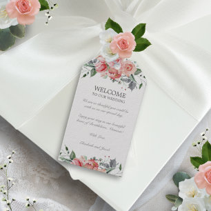 Étiquettes-cadeau Elizabeth Pink Floral Hotel Invités Mariage Bienve