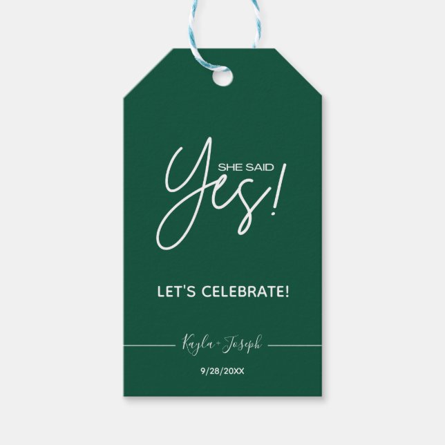 Étiquettes-cadeau Elle a dit Oui Parti Engagement (Devant)