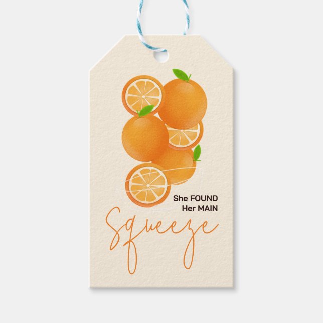 Étiquettes-cadeau Elle a trouvé sa douche de mariage Squeeze (Devant)