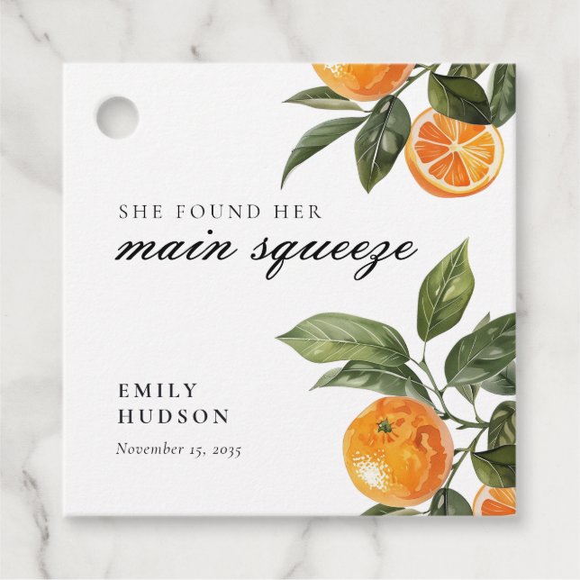 Étiquettes Cadeau Elle a trouvé sa douche de mariée Main Squeeze (Devant)