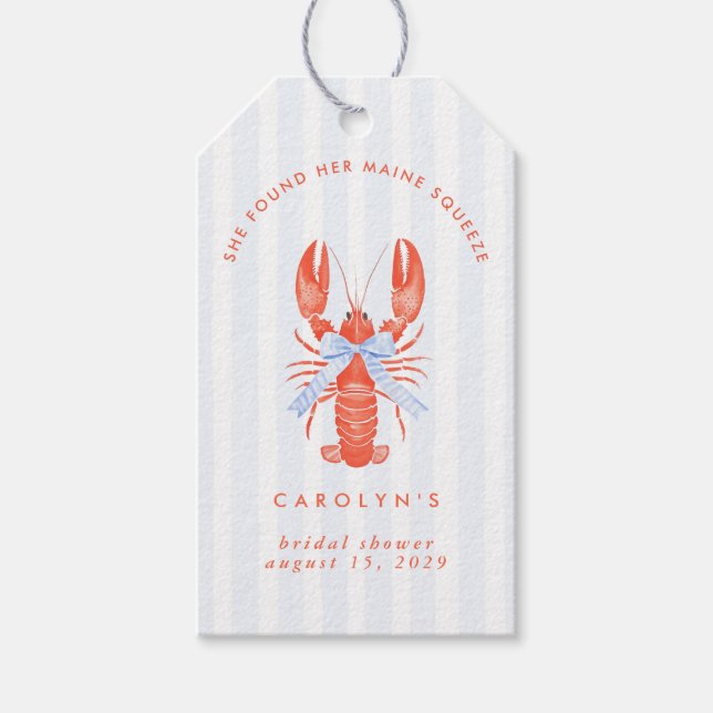 Étiquettes-cadeau Elle a trouvé sa Maine Squeeze Shower de mariage  (Devant)