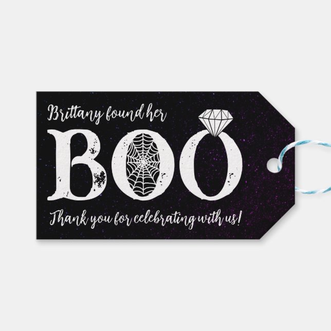 Étiquettes-cadeau Elle a trouvé son amour Cérémonie de mariage Hallo (Devant (Horizontal))