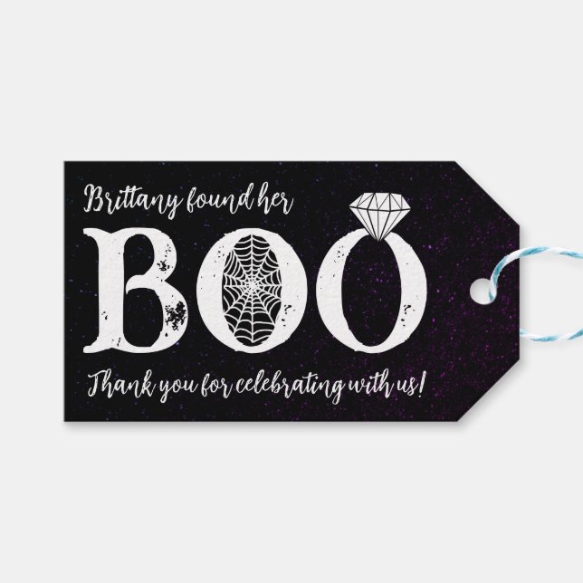 Étiquettes-cadeau Elle A Trouvé Son Boo Black Halloween Fête des mar (Devant (Horizontal))