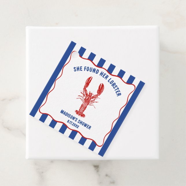 Étiquettes Cadeau Elle a trouvé son homard Shower nautique de mariag (En situation)