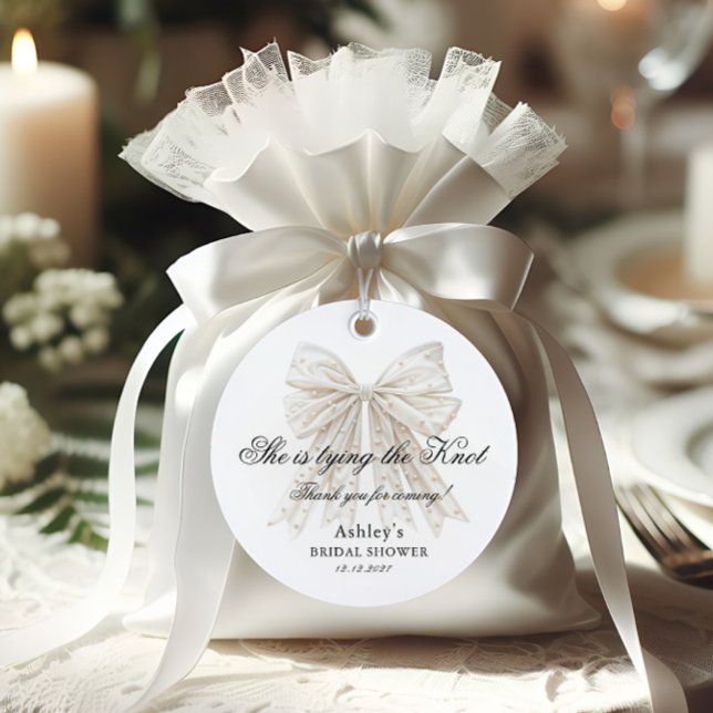 Étiquettes Cadeau Elle Attache le Noeud Perles Arc de Cercle Enterre (Créateur téléchargé)