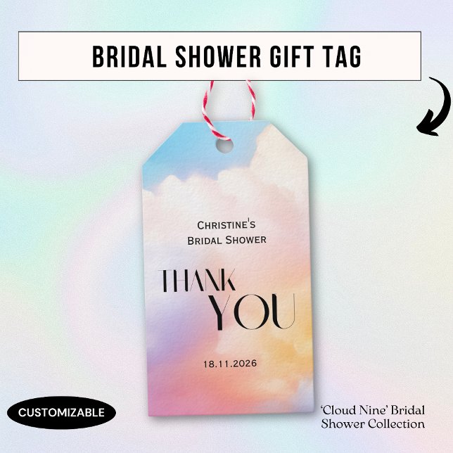 Étiquettes-cadeau Elle est au septième ciel Fête de mariage arc-en-c (Créateur téléchargé)