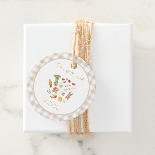 Étiquettes Cadeau Elle est hors du marché douche de mariée florale (En situation)