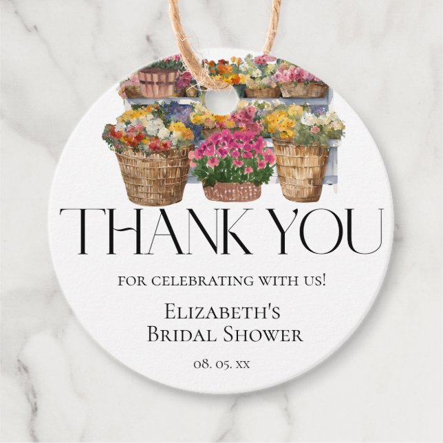 Étiquettes Cadeau Elle est hors du marché Fleurs Boutique Merci (Devant)