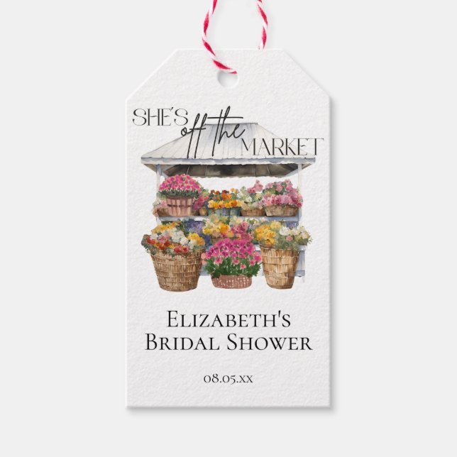 Étiquettes-cadeau Elle est hors du marché Fleurs de Fête Shower Nupt (Devant)