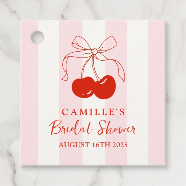 Étiquettes Cadeau Elle est la cerise sur la Robe de Mariée Baby Show (Devant)