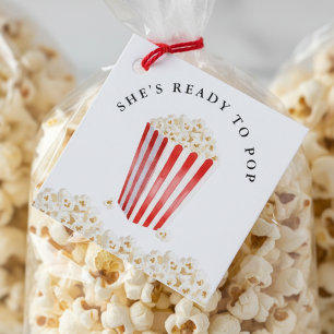 Étiquettes Cadeau Elle est prête à éclore Baby Shower Popcorn