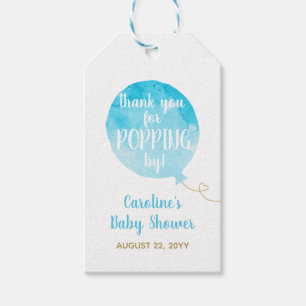 Étiquettes-cadeau Elle est prête à pop Baby Boy Shower Blue
