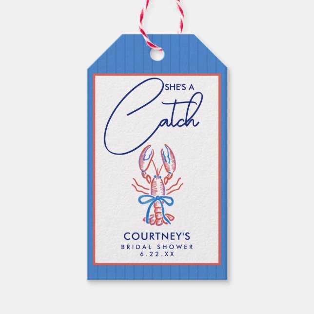 Étiquettes-cadeau Elle est un cadeau Shower de mariage de crabe (Devant)