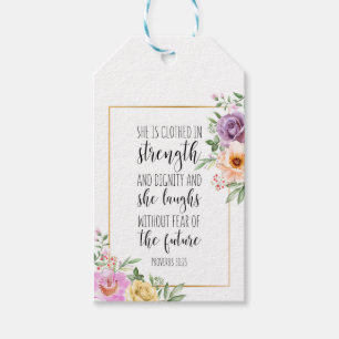 Étiquettes-cadeau Elle Est Vêtue En Force, Proverbes 31:25