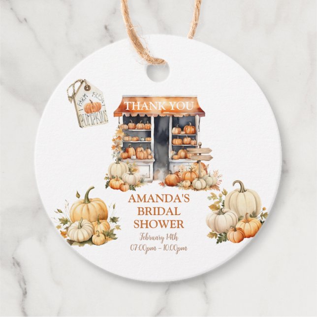 Étiquettes Cadeau Elle n'est plus au marché Citrouille  Merci (Devant)