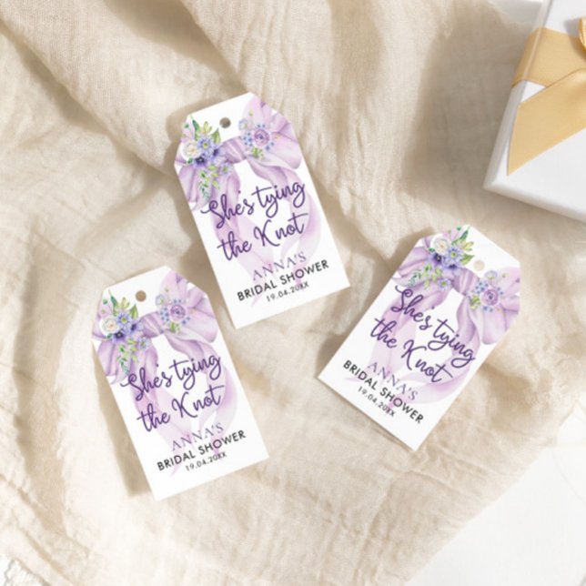 Étiquettes-cadeau Elle noue la Fête des mariées Lilac Bow (Créateur téléchargé)