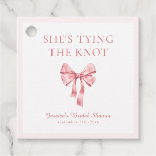 Étiquettes Cadeau Elle Noue le Nœud Rose Tendre et Coquette Fête Pré