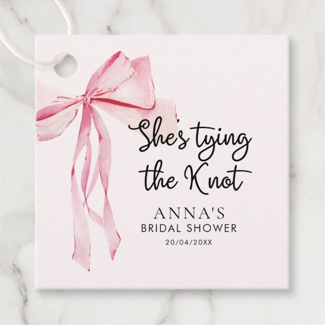 Étiquettes Cadeau Elle Tie La Fête des mariées Du noeud (Devant)