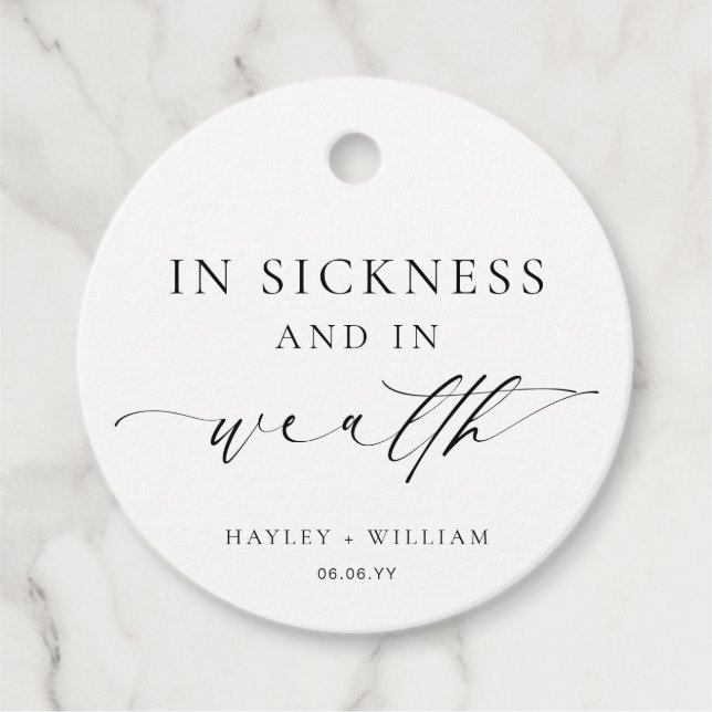 Étiquettes Cadeau Ellesmere Dans la maladie et dans la richesse Loto (Devant)