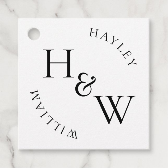 Étiquettes Cadeau Ellesmere Monogramme mariage Faveur (Devant)