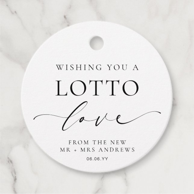 Étiquettes Cadeau Ellesmere Vous Souhaite Un Mariage D'Amour Loto (Devant)