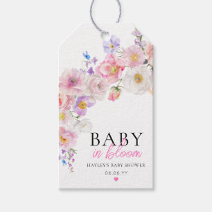 Étiquettes-cadeau Eloise Pink Floral Baby Dans Le Baby shower Fleur