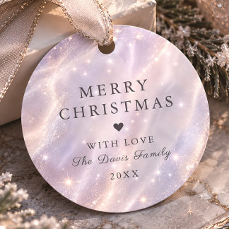 Étiquettes Cadeau Emballage de Noël Lavande Scintillant
