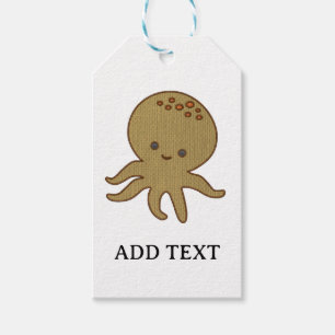 Étiquettes-cadeau Embroderie de caricature octopus mignonne Imprimer